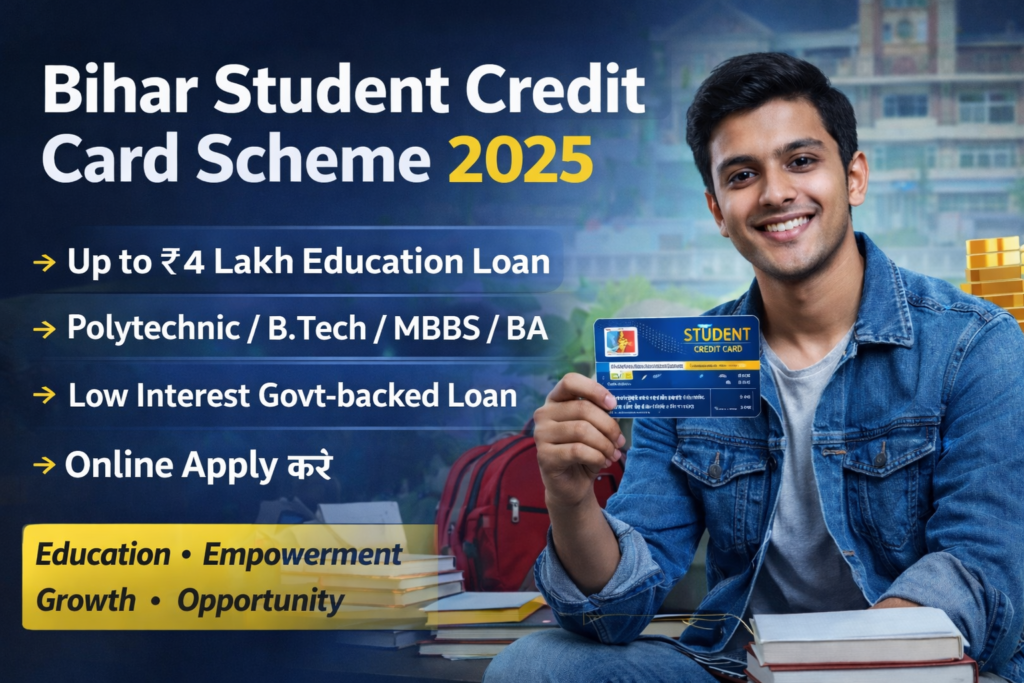 Bihar Student Credit Card Scheme 2025 | बिहार स्टूडेंट क्रेडिट कार्ड योजना – ₹4 लाख तक शिक्षा लोन